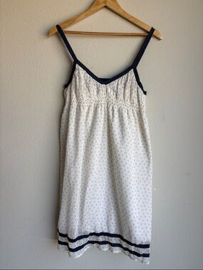 Ecoté Women’s Navy Trim White Cotton dress 100% cotton lining